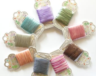Toho Amiet Polyester Thread Beading Knotting DIY Jewelry, 0.5mm 20 meters Teal Green Brown Gray Lilac Pink Wax Free, Unwaxed