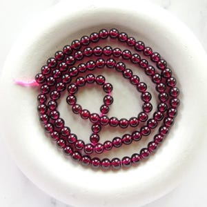 4mm AAA Pyrope Garnet Smooth Beads 15&quot; Natural Garnet Gemstone Beads Beading Crafter Gift DIY Jewelry Making January Birthstone