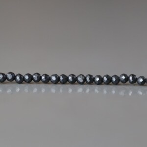 2mm Shungite Micro Faceted Beads 15" Genuine Russian Shungite Beads Black Gemstone Beads Beading Crafter Gift image 3