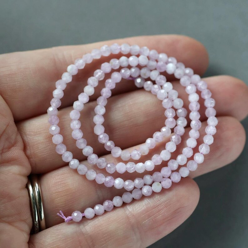 3mm AAA Kunzite Micro Faceted Beads Genuine Lilac Kunzite Beads 15" Sparkly Gemstone Beads for Jewelry Making Bild 2