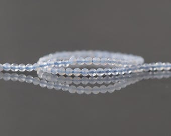 2mm Natural Blue Lace Agate Faceted Beads 15" Pale Blue Genuine Gemstone Beads for Jewelry Making Beading Craft Gift