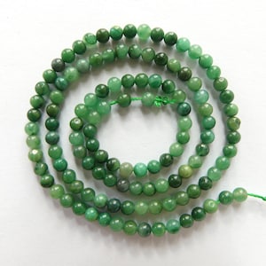 3mm Natural Green Jade Smooth Beads 15&quot; African Jade Round Genuine Gemstone Beads for Jewelry Making Beading Craft Gift Beads DIY Jewelry