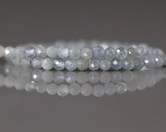 2mm Montana Sapphire Beads Faceted Round 15" Raw Gray Sapphire Genuine Gemstone DIY Jewelry Making Beading Craft Gift September Birthstone
