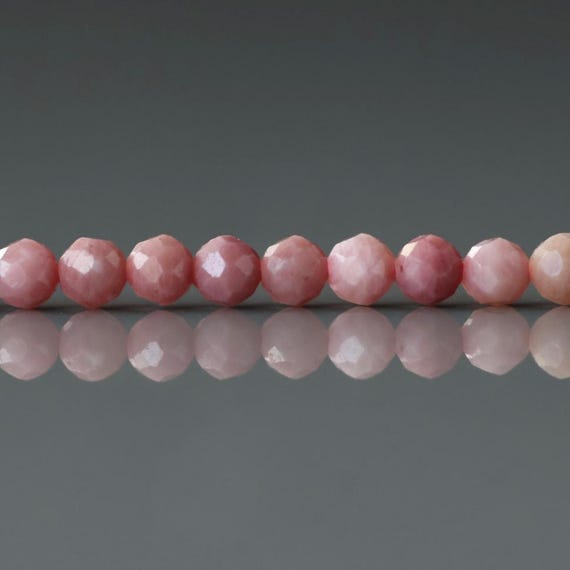 3mm Pink Petrified Wood Jasper Faceted Beads Genuine Small Pink Jasper Beads 15" Gemstone Beads for Jewelry Making