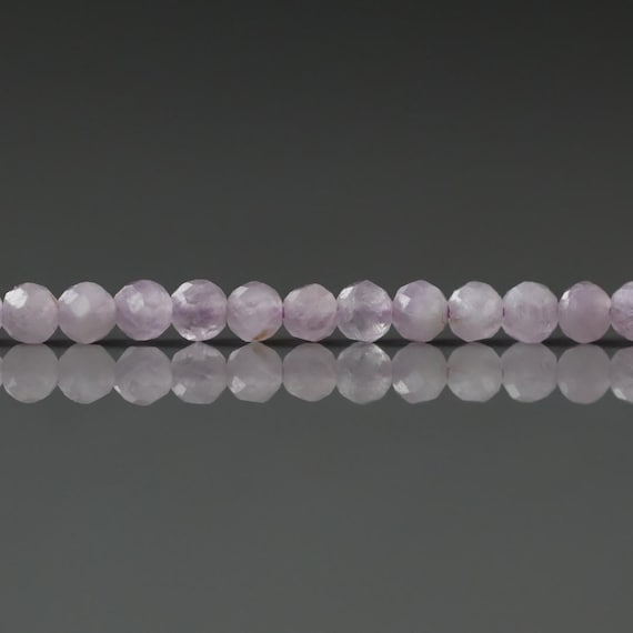 3mm AAA Kunzite Micro Faceted Beads Genuine Lilac Kunzite Beads 15" Sparkly Gemstone Beads for Jewelry Making