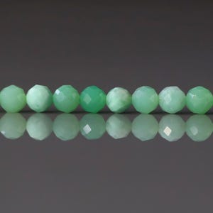 Perles de chrysoprase à facettes, 4 mm, 15 pouces, vert menthe, véritables pierres précieuses, perles de cristal vert pastel pour la fabrication de bijoux, artisanat, cadeau, perles