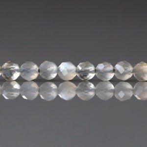 4mm AAA Gray Moonstone Beads Faceted 15" Moonstone Gemstone Beads Beading Crafter Gift June Birthstone DIY Jewelry Fertility Stone