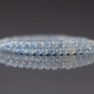 2.6mm Lemurian Micro Faceted Beads Genuine Baby Blue Beads 15.5" Sparkly Gemstone Beads for Jewelry Making