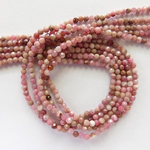 3mm Norwegian Thulite Beads Faceted Genuine Tiny Beads 15&quot; Pink Gemstone Beads for Jewelry Making Beading Craft Gift Seed Beads