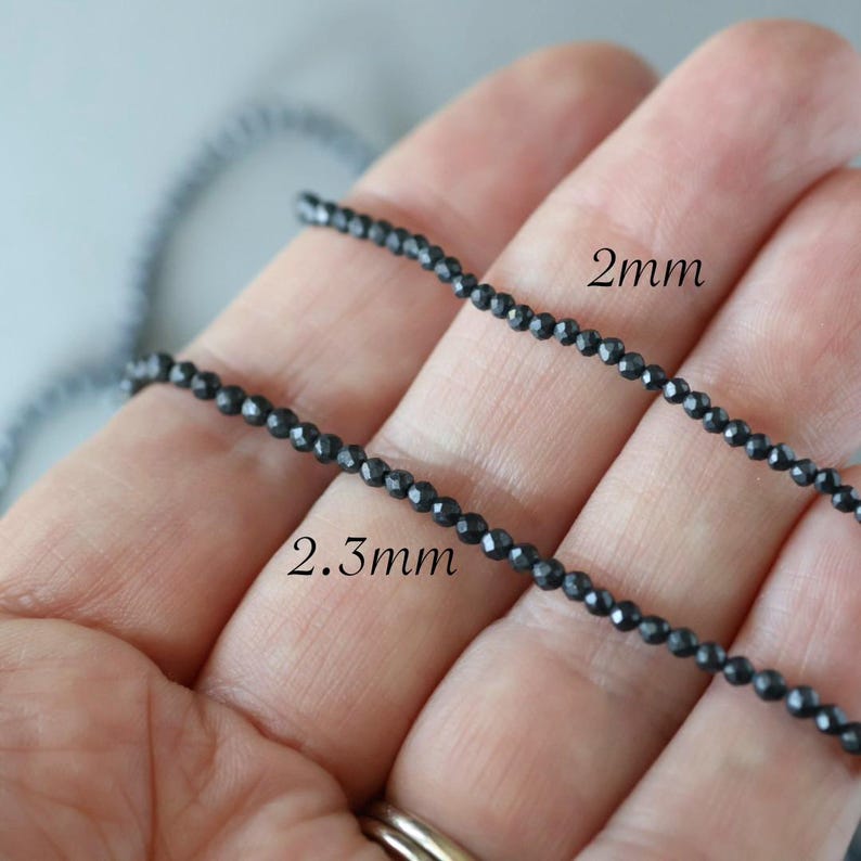 2mm Shungite Micro Faceted Beads 15" Genuine Russian Shungite Beads Black Gemstone Beads Beading Crafter Gift image 5