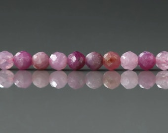 4mm Natural Ruby Beads Faceted Beads 15" Natural Pink Ruby Purple Gemstone Beads Crystal Beading Crafter Gift July Birthstone DIY Jewelry