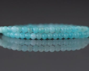 Cuentas de amazonita lisas de 2 mm, 15" de amazonita peruana azul brillante, auténticas cuentas de piedras preciosas para hacer joyas, manualidades y regalos.