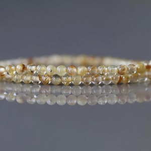 2mm AAA Golden Rutilated Quartz Smooth Beads Genuine Yellow Quartz Beads 15" Sparkly Gemstone Beads for Jewelry Making