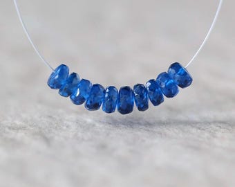 4mm Blue Sapphire Beads Rondelle 10 PCs Faceted  Genuine Gemstone Beads Jewelry Making Gift September Birthstone