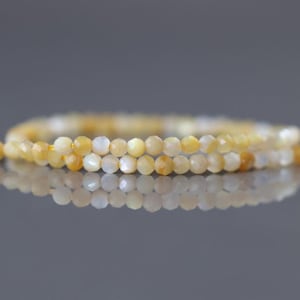 2mm Natural Yellow Mother of Pearl Beads Micro Faceted MOP Genuine Yellow Shell Beads 15" Gemstone Jewelry Making Gift for crafter 画像 1