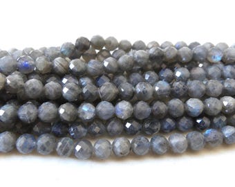 6.5mm AAA Labradorite Faceted Beads Genuine Blue Flash Beads 7.5&quot; Sparkly Gemstone Beads for DIY Jewelry Making Crafter Gift