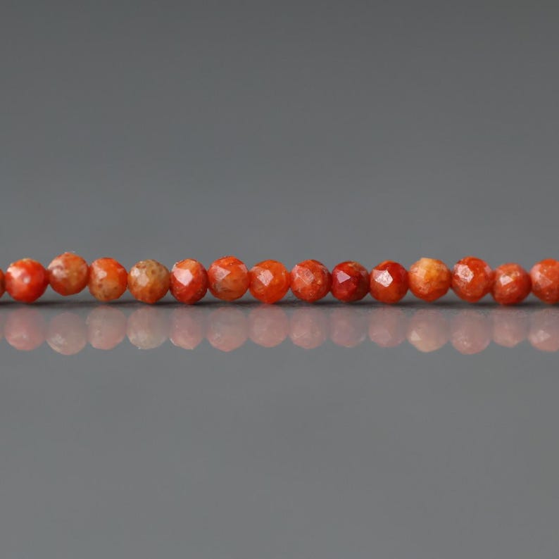 Perles de corail éponge naturel 2 mm Perles micro-facettes Perles de corail véritable 15" Perles de pierres précieuses scintillantes pour la fabrication de bijoux Cadeau pour bricoleur image 3