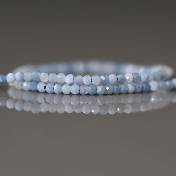 1.9mm 2mm Oregon Owyhee Blue Opal Cube Beads Strand 7" Faceted Genuine Gemstone Beads Natural Opal for Jewelry Making Beading Craft Gift
