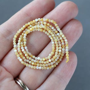 2mm Natural Yellow Mother of Pearl Beads Micro Faceted MOP Genuine Yellow Shell Beads 15" Gemstone Jewelry Making Gift for crafter 画像 4