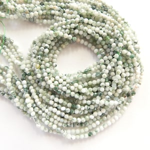 2mm Tree Agate Micro Faceted Beads Genuine Agate Green Beads 15.5&quot; Sparkly Gemstone Beads for Jewelry Making