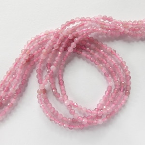 3mm Madagascar Rose Quartz Faceted Beads 15&quot; Pale Pink Genuine Gemstone Beads for Jewelry Making Beading Craft Gift Beads