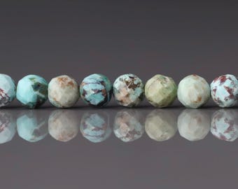 4mm Peruvian Turquoise Faceted Beads 15" Peru Turquoise Genuine Gemstone Beads Jewelry Making Beading Craft Gift Beads December Birthstone