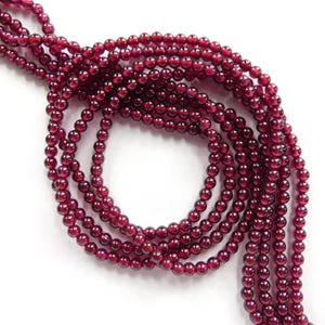 3mm AAA Pyrope Garnet Smooth Beads 15&quot; Natural Garnet Gemstone Beads Beading Crafter Gift DIY Jewelry Making January Birthstone