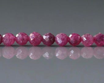 3mm Ruby Beads Faceted Beads 15" Natural Ruby Pink Purple Ruby Gemstone Beads Beading Crafter Gift July Birthstone DIY Jewelry