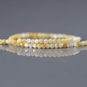 2mm Natural Yellow Mother of Pearl Beads Micro Faceted MOP Genuine Yellow Shell Beads 15" Gemstone Jewelry Making Gift for crafter 画像 2