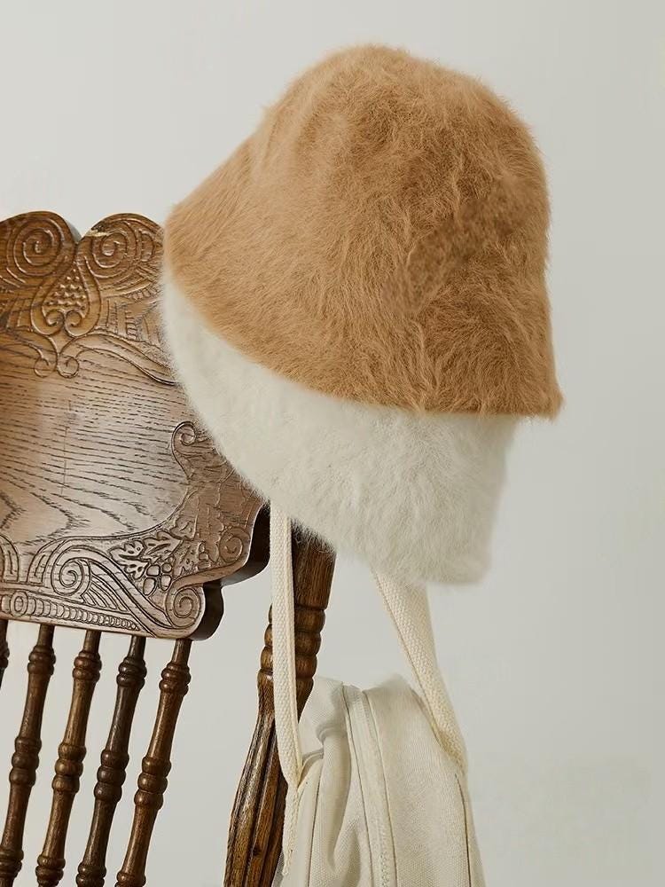 Brown Fuzzy Bucket Hat - Etsy display picture 1