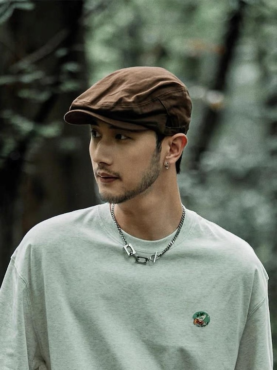 Flat Cap Mobster Style Hats Men's Short Brim Hat, Gangster Hat