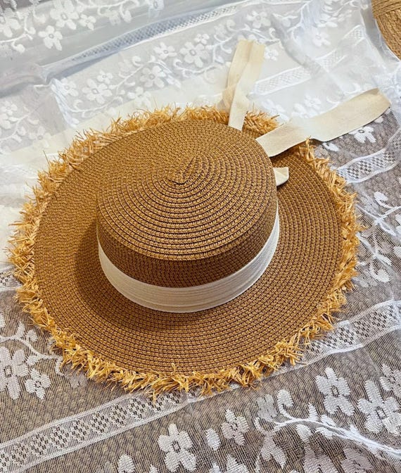 Vintage boho straw sun hat Vintage Straw Beach Hat | Mabel Love Co main image 3