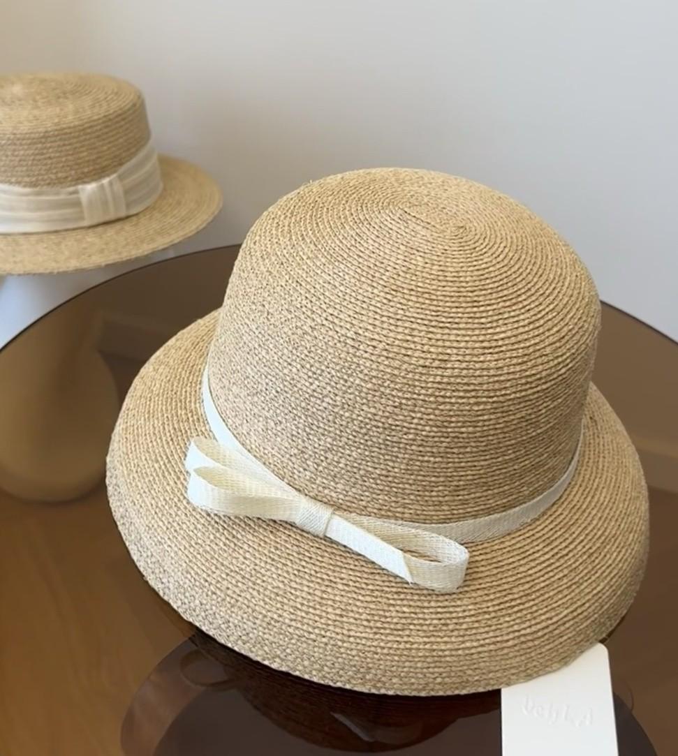Handmade Straw Cloche Hat With Cream Bow: Vintage Sun  display picture 1