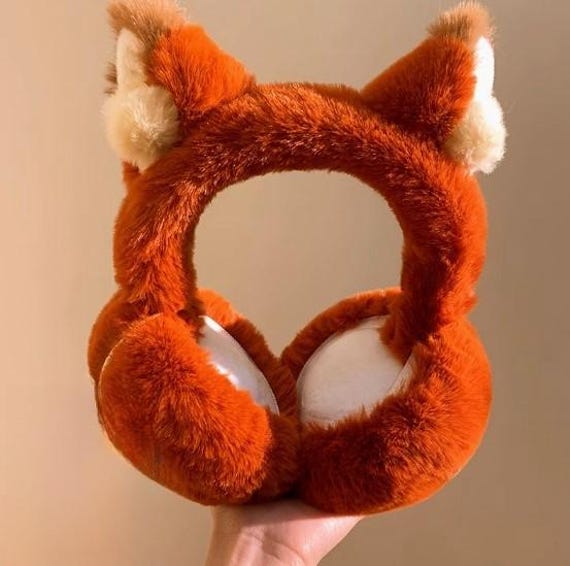 Fox Earmuffs: Plush Orange Winter Ear Warmers - Etsy