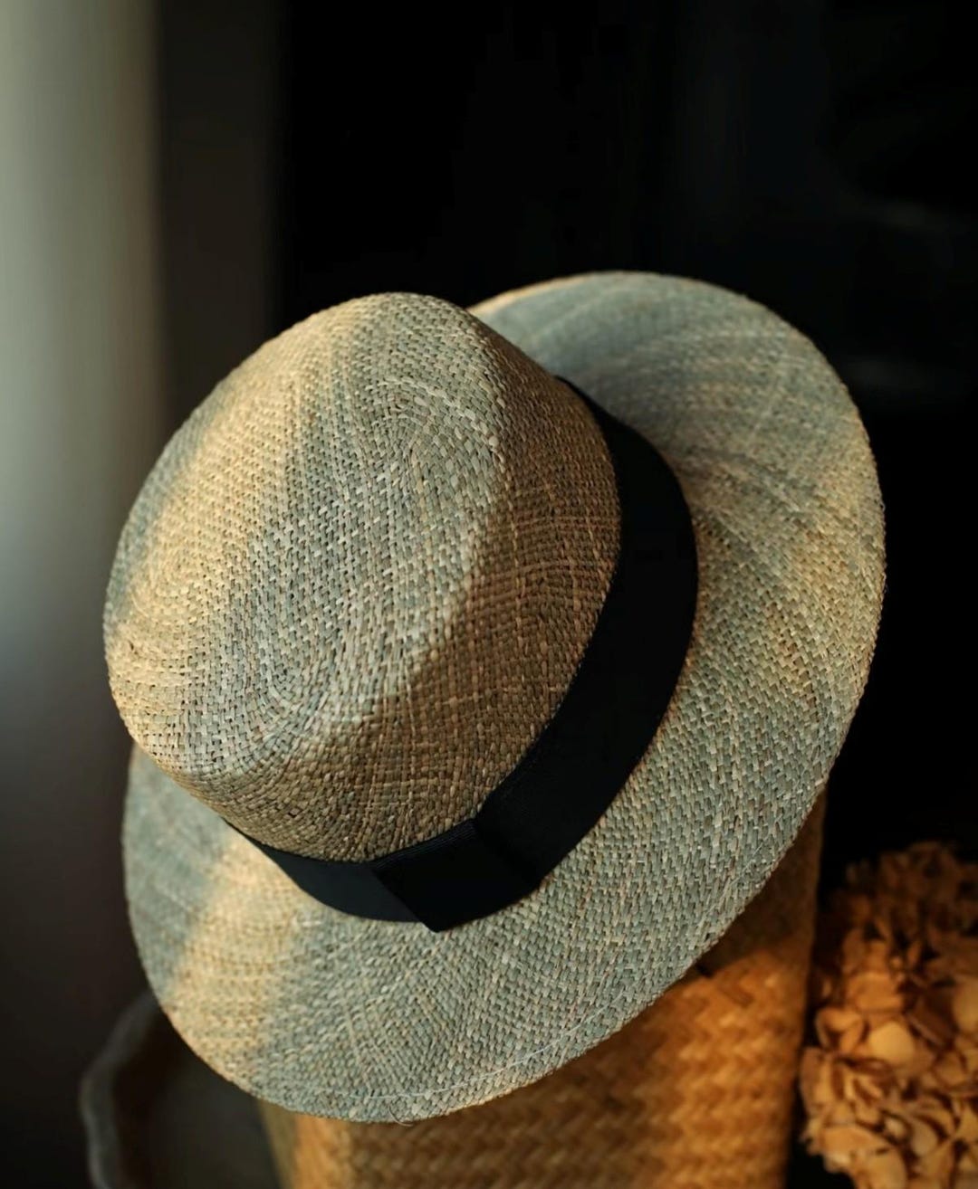 Unisex Classic Wide Brim Straw Panama Fedora with Black Grosgrain Band Medium JA-1001-BLACK-1.jpg?v=  main image 3