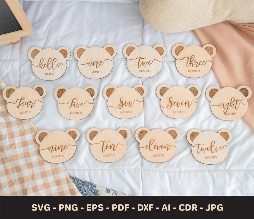 Baby Milestone Card - Teddy Bear Milestone, Perfect for Cricut, SVG ...