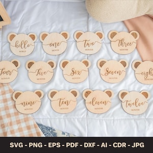 Ensemble d'étiquettes pour bébé - Ours en peluche, parfait pour Cricut, SVG Bundle, Border Name Tags Templates, Birthday Gift Tags