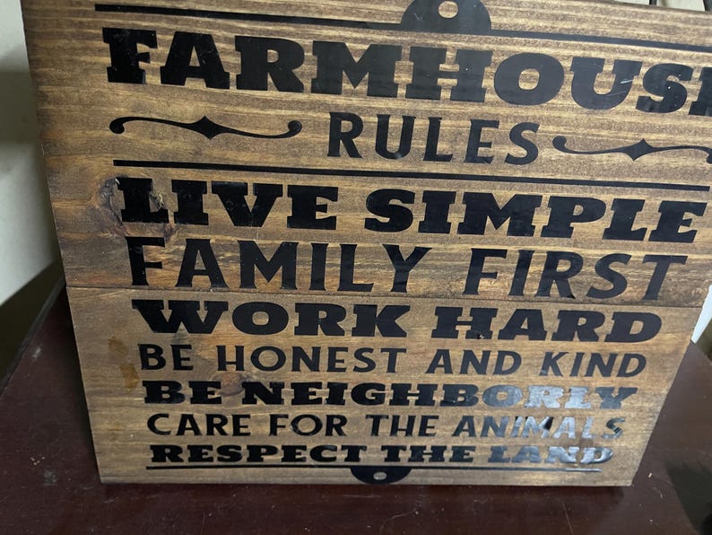 Farmhouse Rules Sign - Etsy