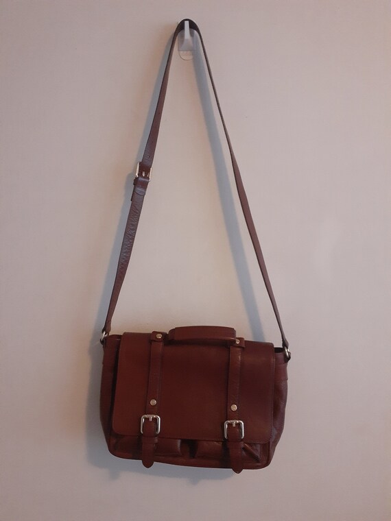 Vintage Massimo Dutti Messenger Bag Satchel Leder Damen Tan Braun Gold Crossbody Handtasche Etsy