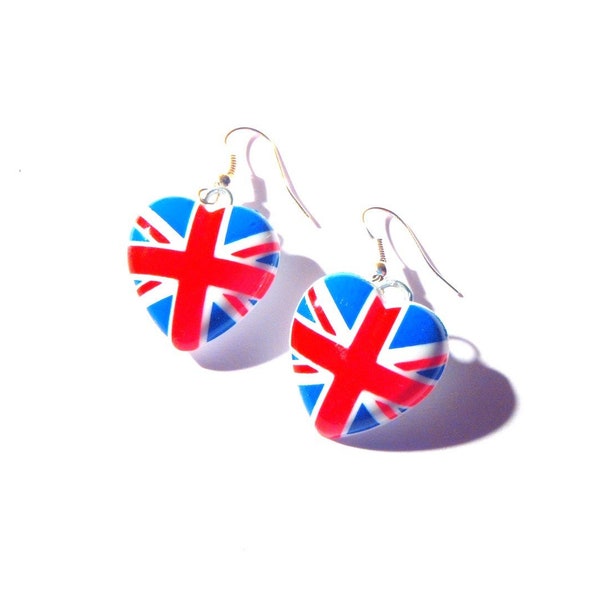 Boucles d'oreilles CLUBBING IN LONDON boucles pendantes drapeau anglais forme coeur par The Sausage