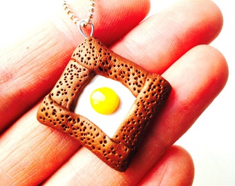 Charm Necklace THE GALETTE made to order crepe bretonne buckwheat crepe with egg miniature food long necklace by The Sausage