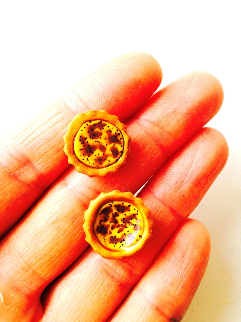 Stud earrings THE MINI QUICHES Handmade quiche tartlet earrings by The Sausage image 2