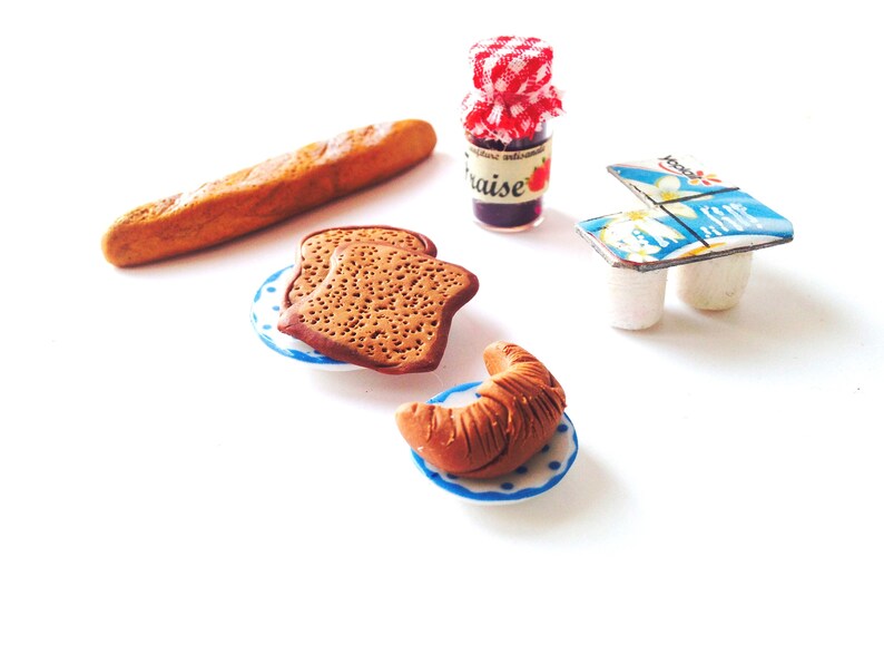 Dollhouse miniatures Handmade BREAKFAST IN FRANCE French breakfast set of 1 12 scale by The Sausage image 1