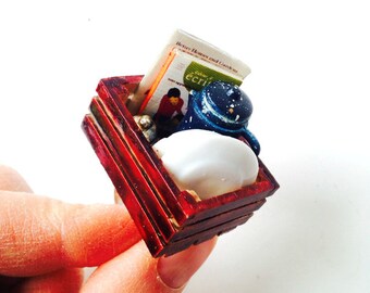 Ring The BIG GARAGE SALE miniature crate miniature vintage items mini books and chinaware jewel by The Sausage