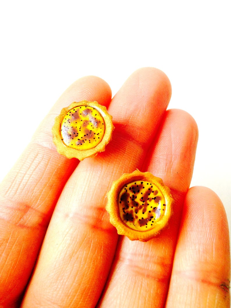 Stud earrings THE MINI QUICHES Handmade quiche tartlet earrings by The Sausage image 4