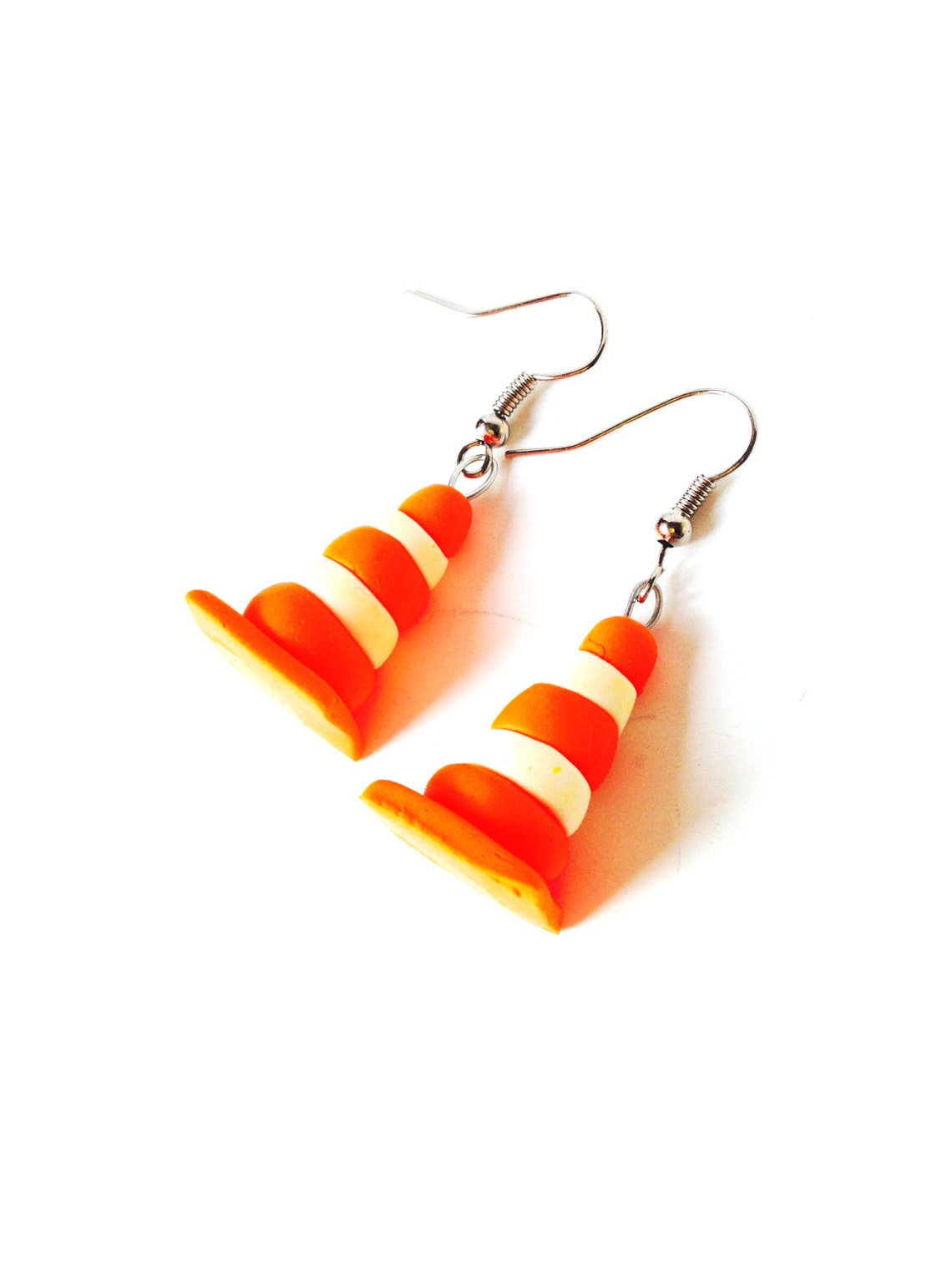Earrings TRAFFIC CONES Miniature Made of Polymer Clay Orange Etsy