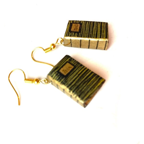 Boucles d'oreilles LES PLÉIADES livres miniatures en papier et carton peints à la main par The Sausage