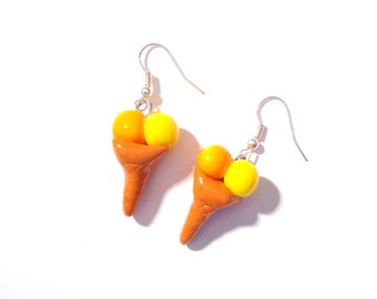 Boucles d'oreilles GLACES MINIATURES Mangue Citron sur commande pâte polymère par The Sausage