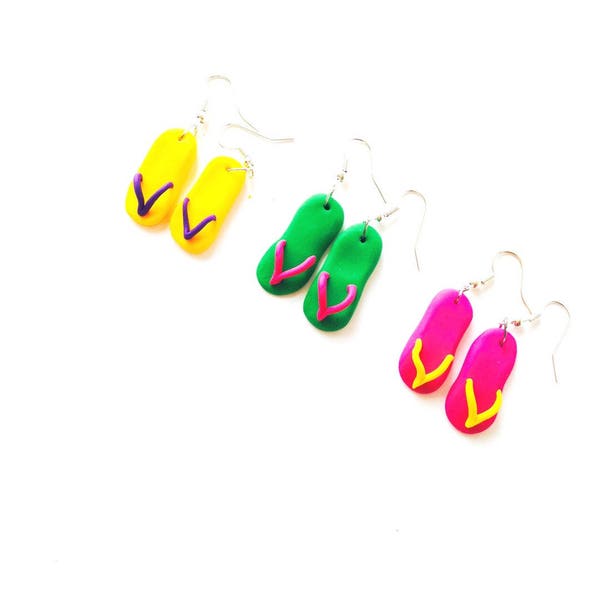 Handmade FLIP FLOP Earrings dangles mini shoes pick your color by The Sausage