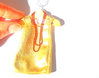Collier sautoir La ROBETTE GOLD robe miniature dorée par The Sausage